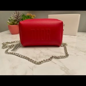 ❤️ Dior Beauty Red makeup bag Crossbody Bag Chain ❤️ Perfect Gift